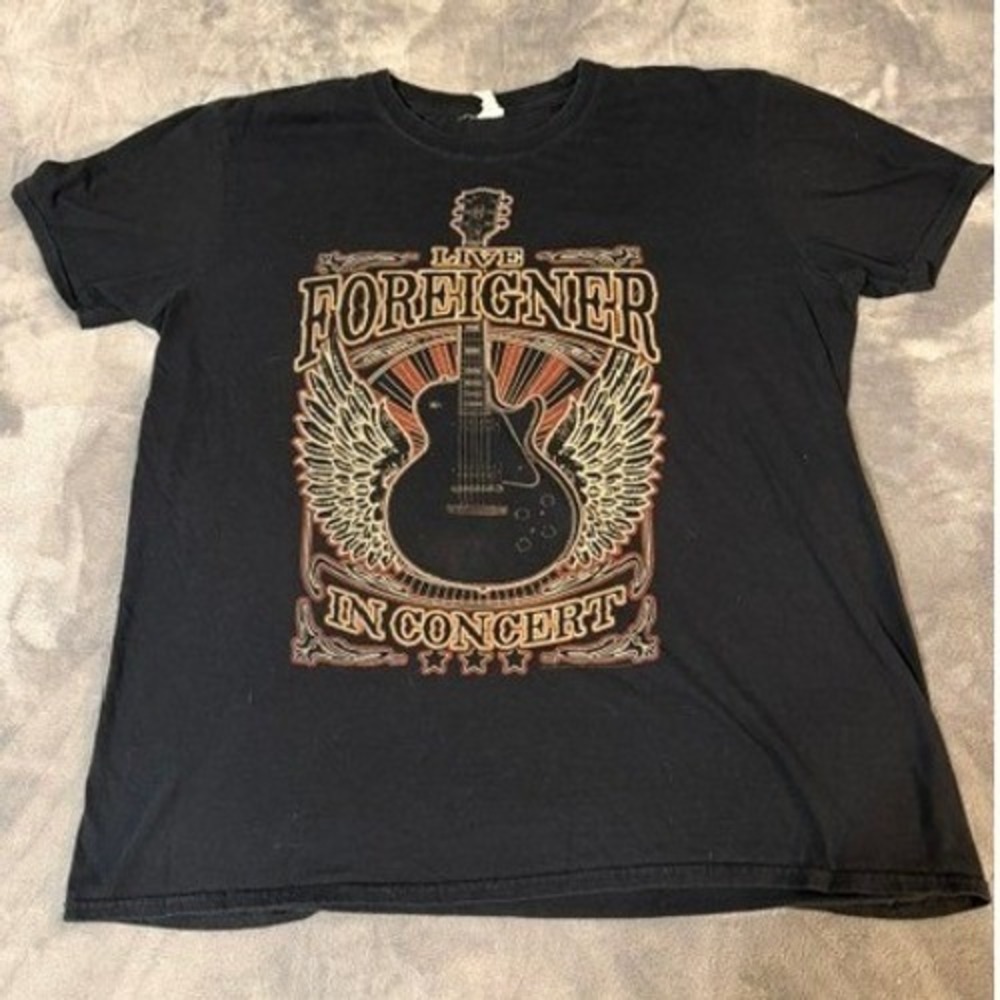 Foreigner Live In Concert 2016 Tour T-Shirt Black Mens XL Gildan Rock Band Tee